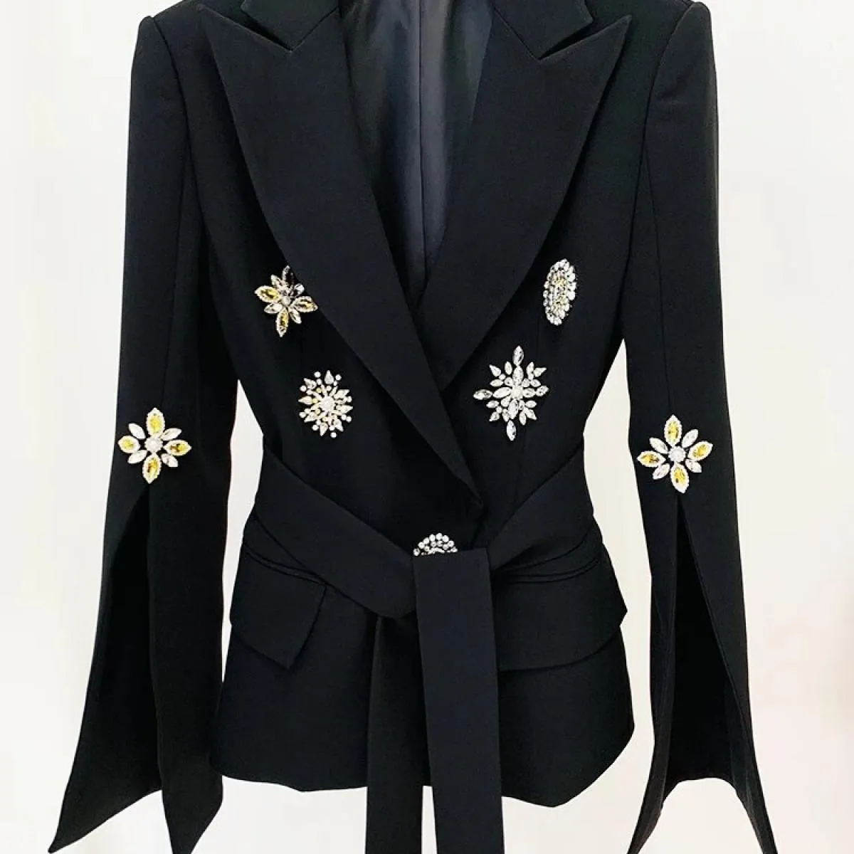 High Street Newest Fashion 2023 Runway Designer Jacket Giacca da donna con strass in cristallo e diamanti con perline