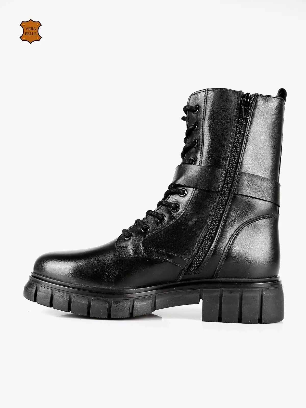 Hosis You Bottes de combat femme en cuir avec poche