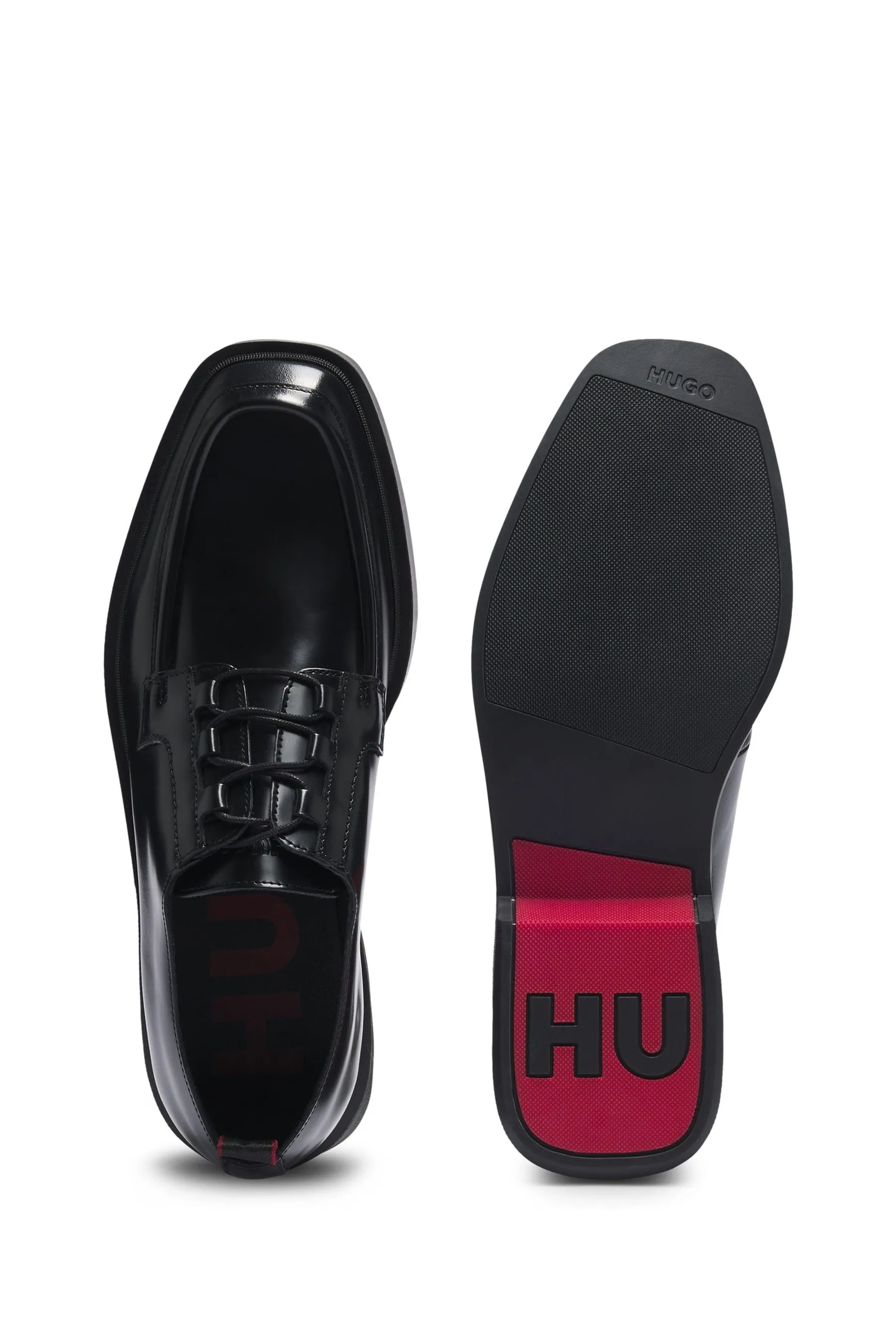 HUGO - Nero Derby con dettagli tubolare - Scarpe in pelle