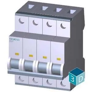 Interruttore Magnetotermico 400 V Icn:6 kA 4P Icu:10 kA Car.C In:40A Siemens 5SY64407
