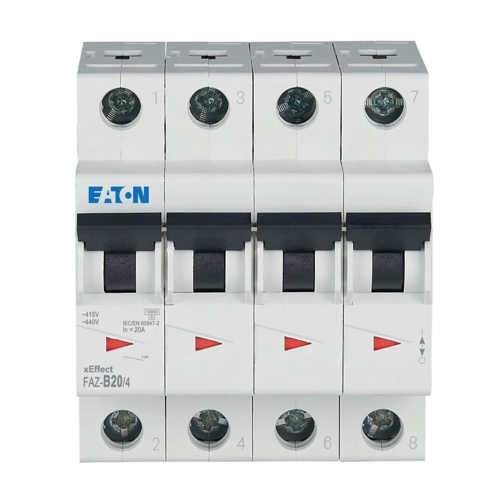 Interruttore magnetotermico Eaton, 4P 20A 10 kA, Tipo B