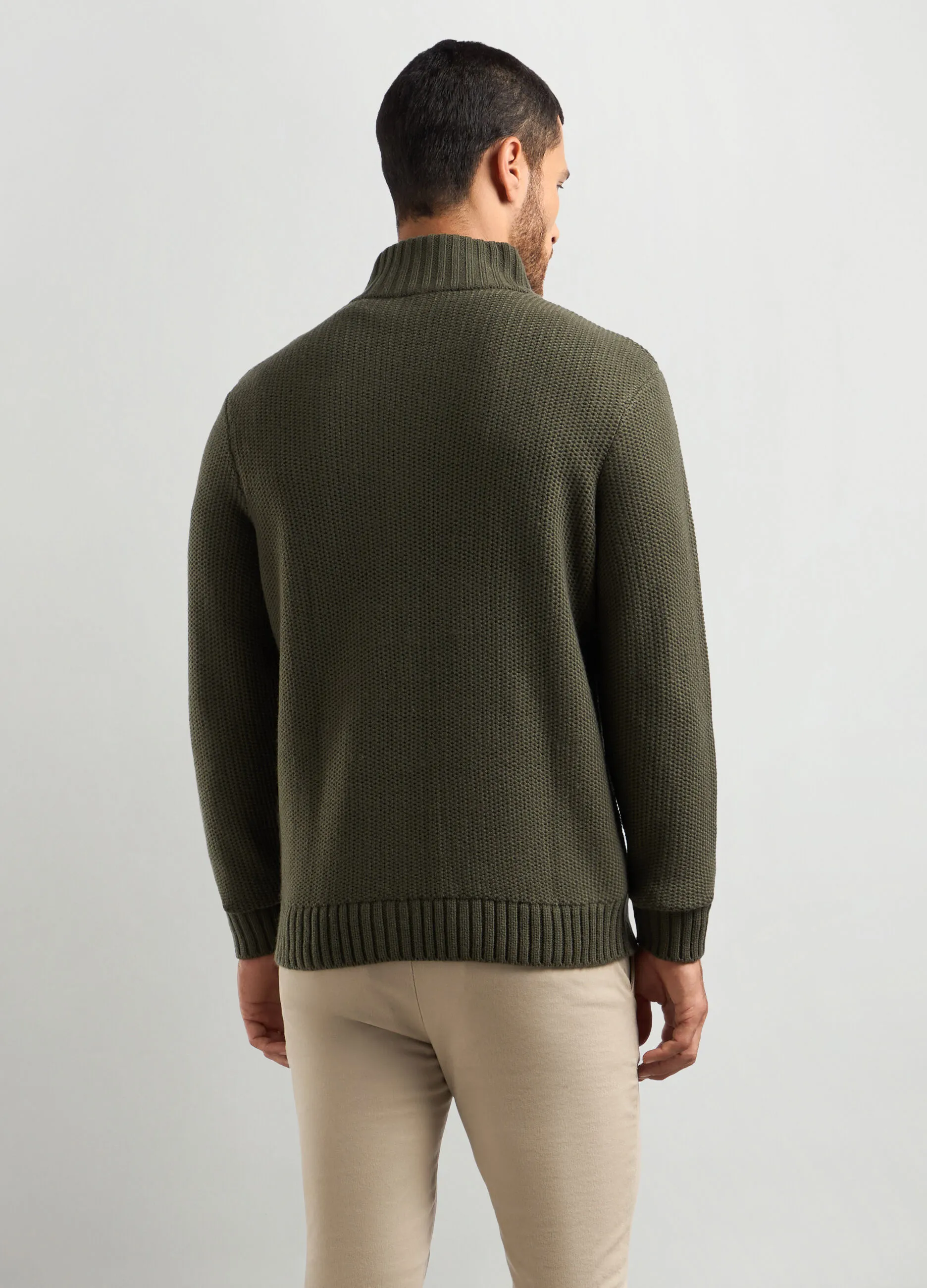 J. HART & BROS  Cardigan collo alto in maglia rasata a rovescio uomo