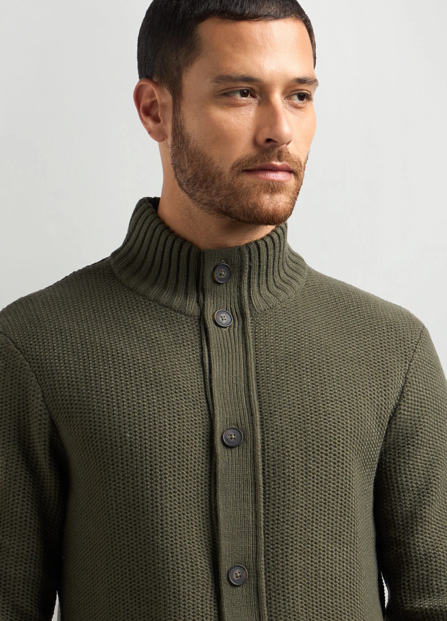 J. HART & BROS  Cardigan collo alto in maglia rasata a rovescio uomo