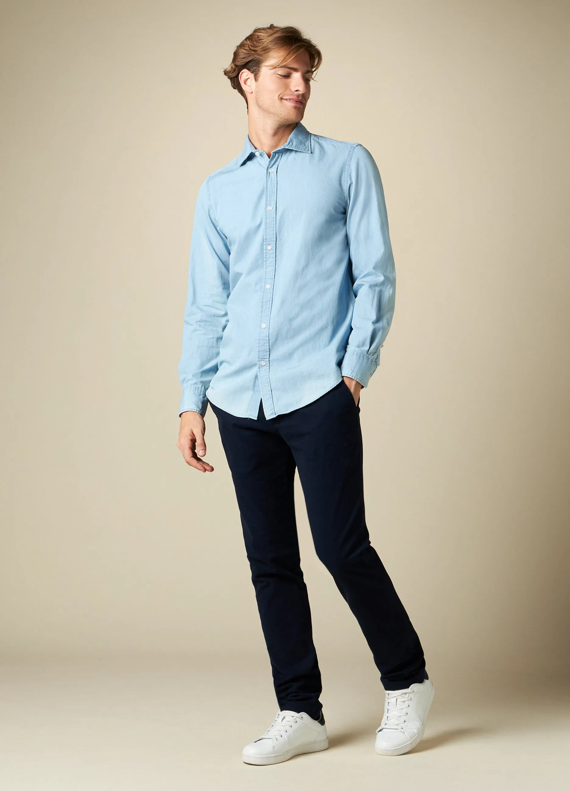 J. HART & BROS  Pantaloni chino in cotone stretch uomo
