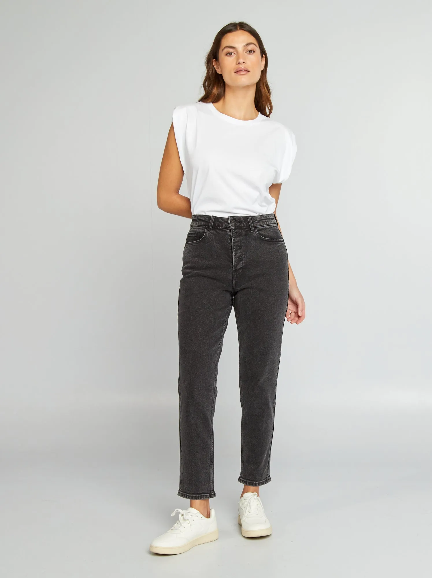 Jeans mom a vita molto alta - L28 - NERO