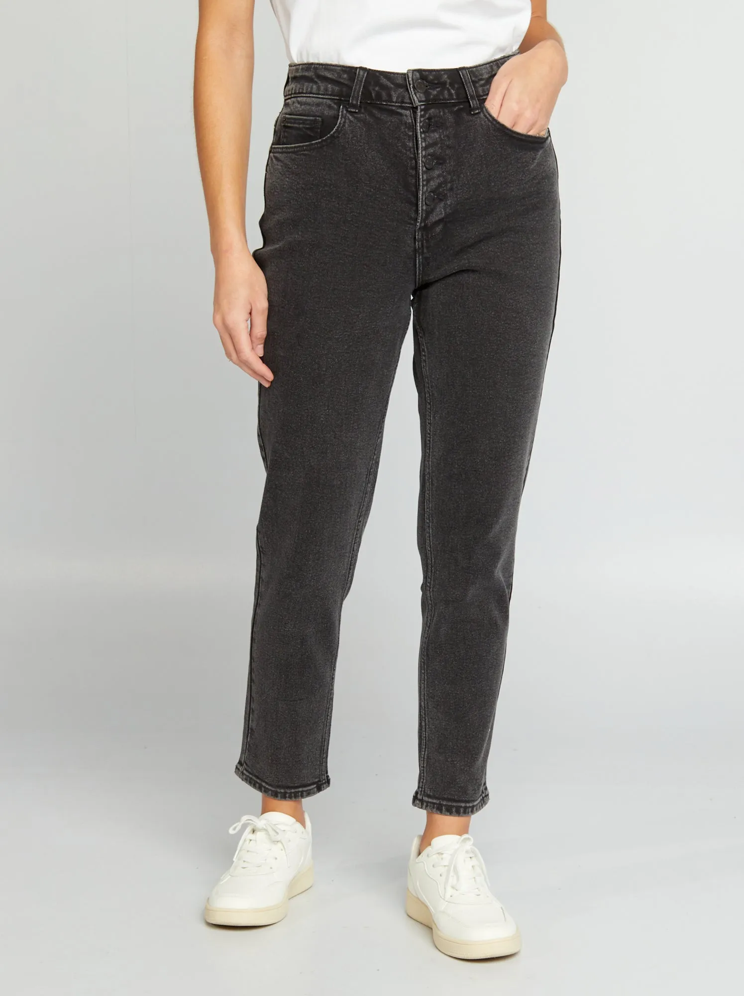 Jeans mom a vita molto alta - L28 - NERO
