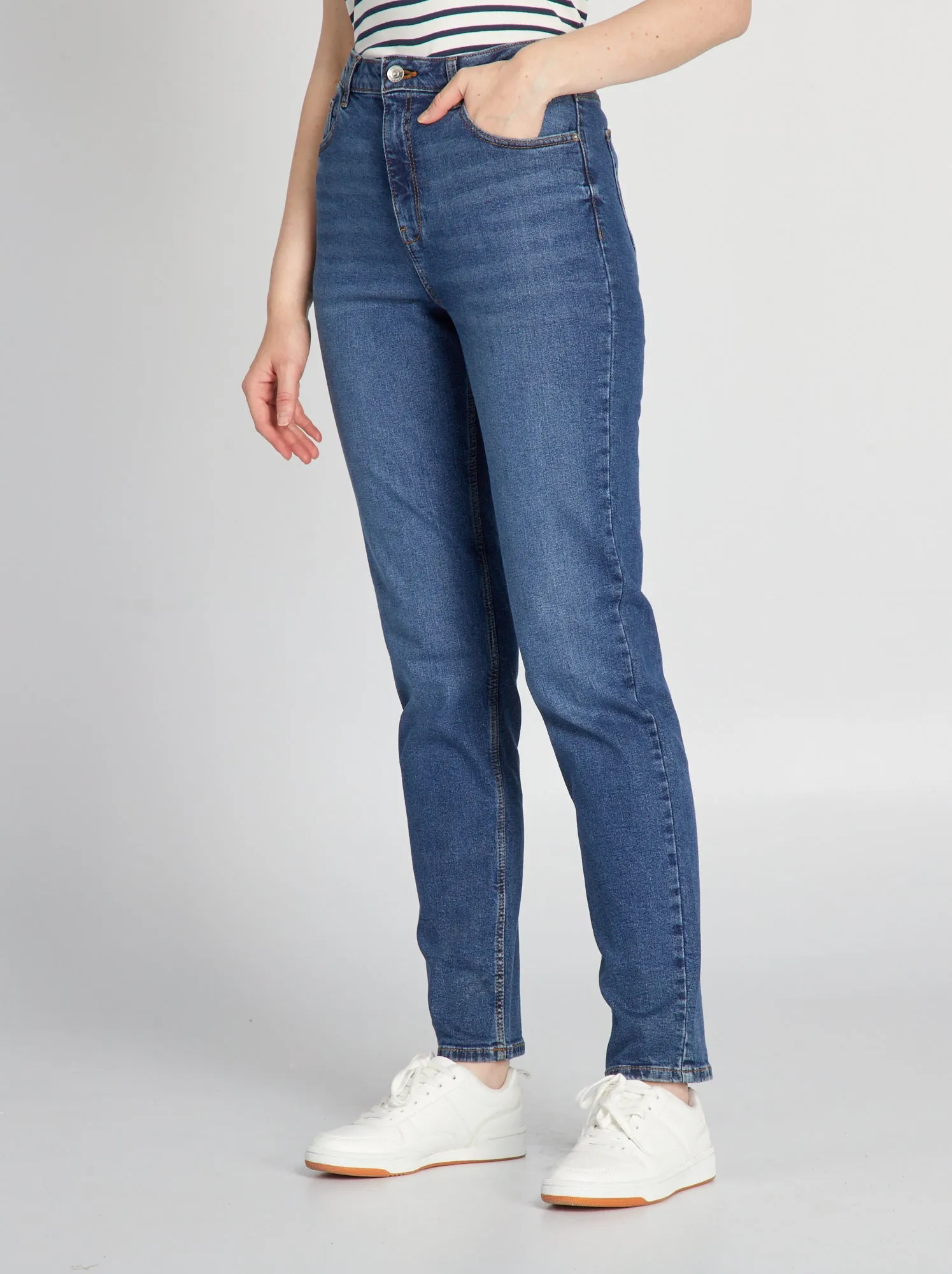 Jeans regular vita alta - 34L - BLU