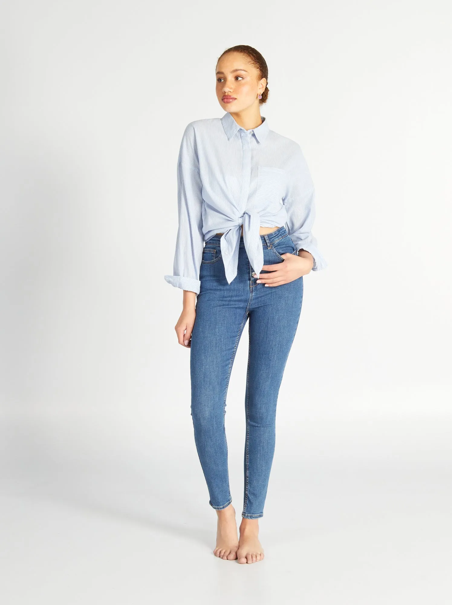 Jeans skinny a vita alta - BLU