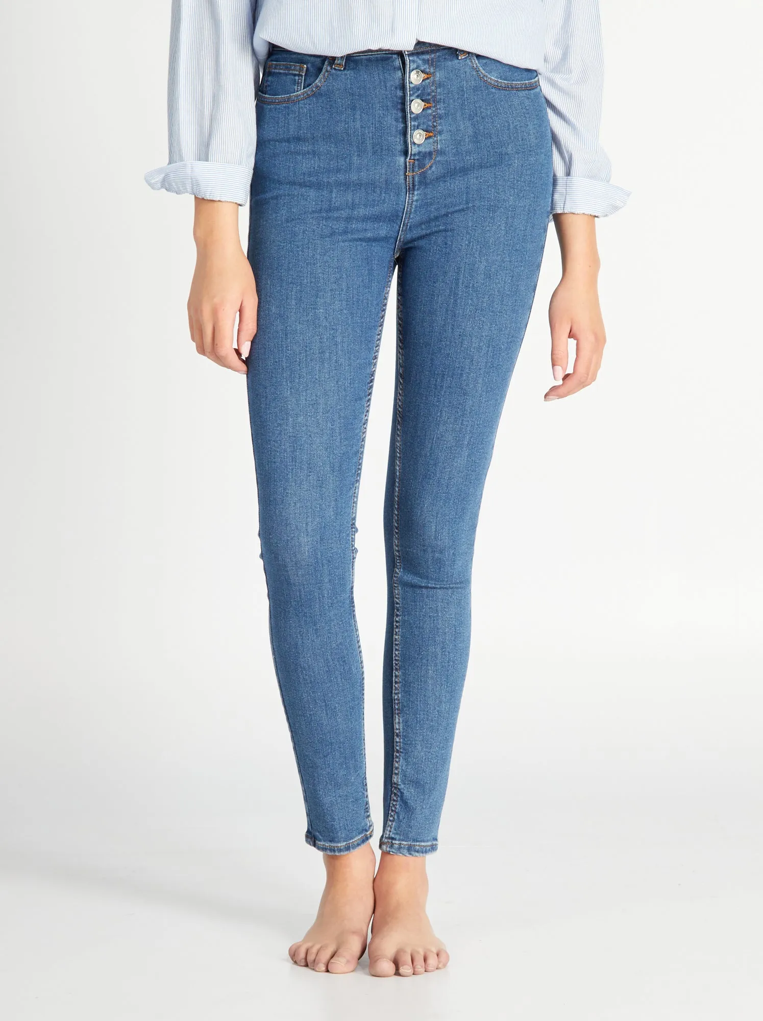 Jeans skinny a vita alta - BLU
