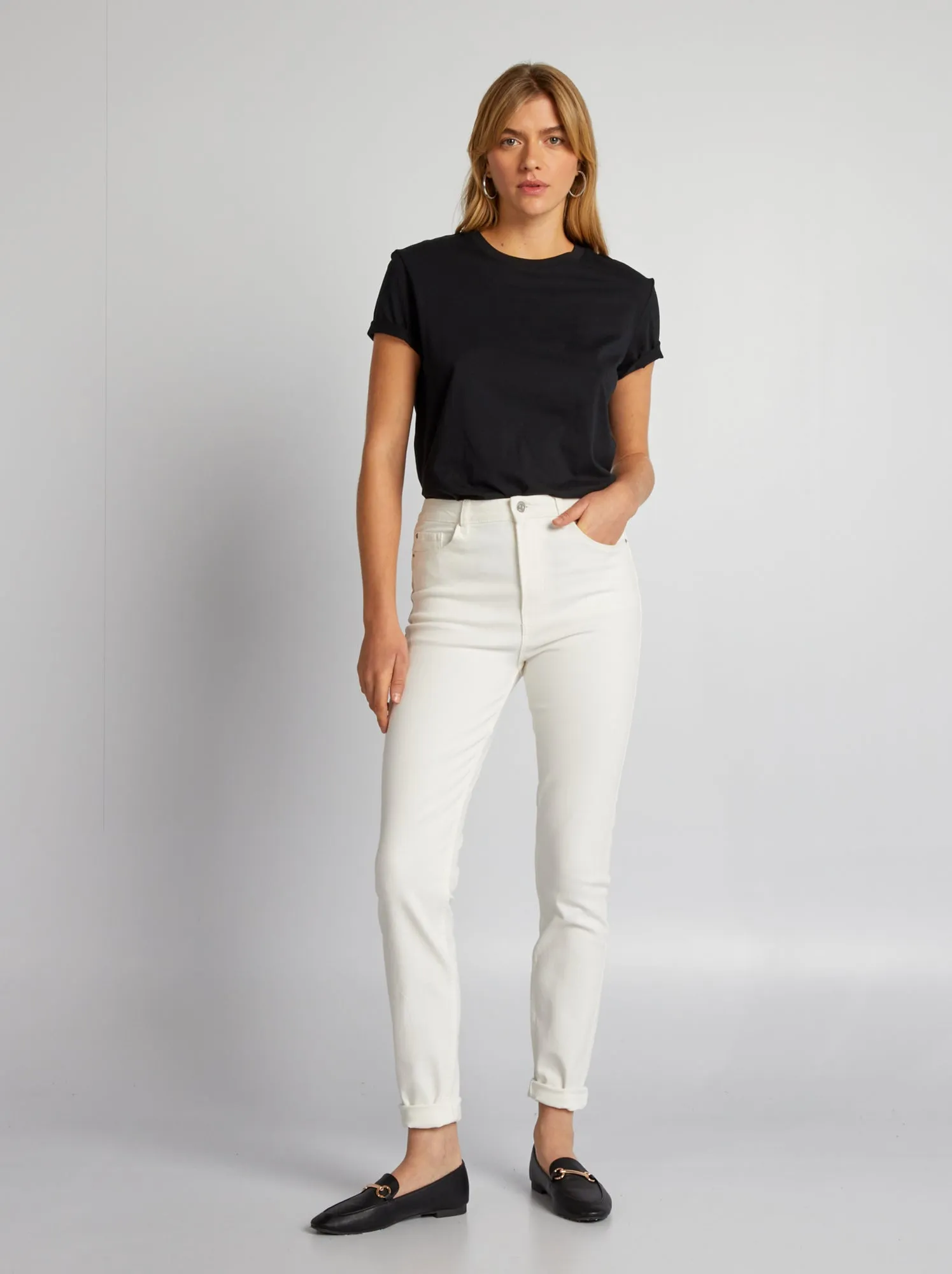 Jeans skinny a vita alta - L28 - BIANCO