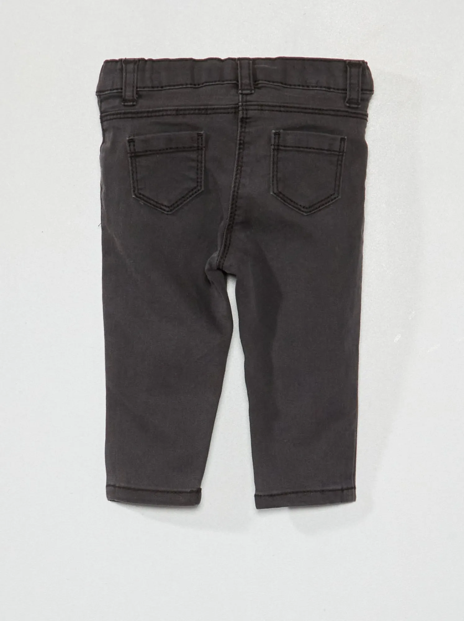 Jeans slim stretch con vita regolabile - NERO