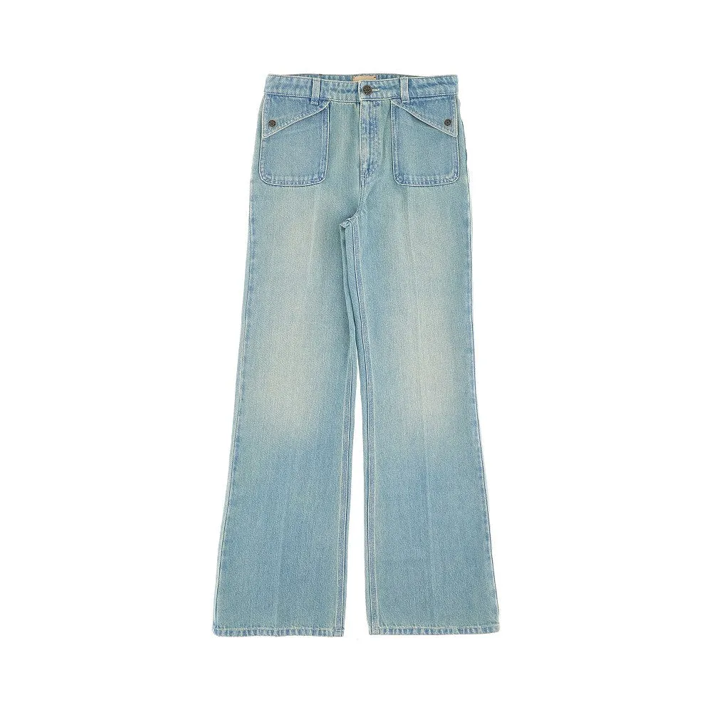 Jeans svasati con patch logo
