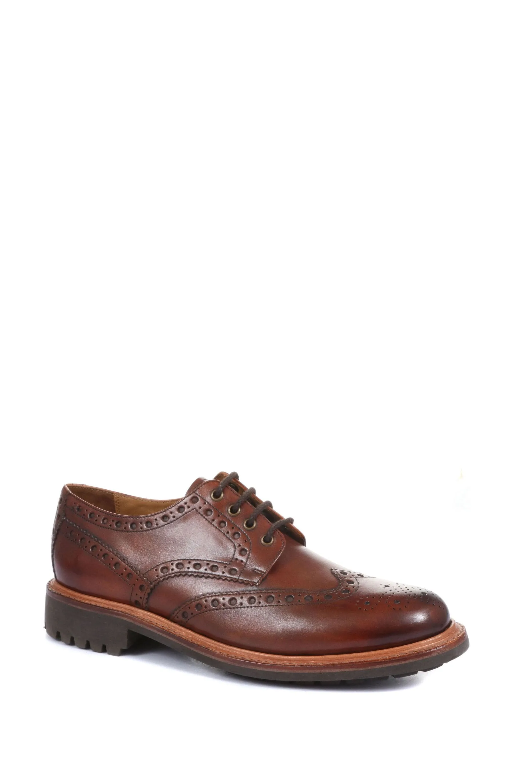 Jones Bootmaker Marrone - Bushwick - Uomo Goodyear - Scarpe brogue in pelle goffrata