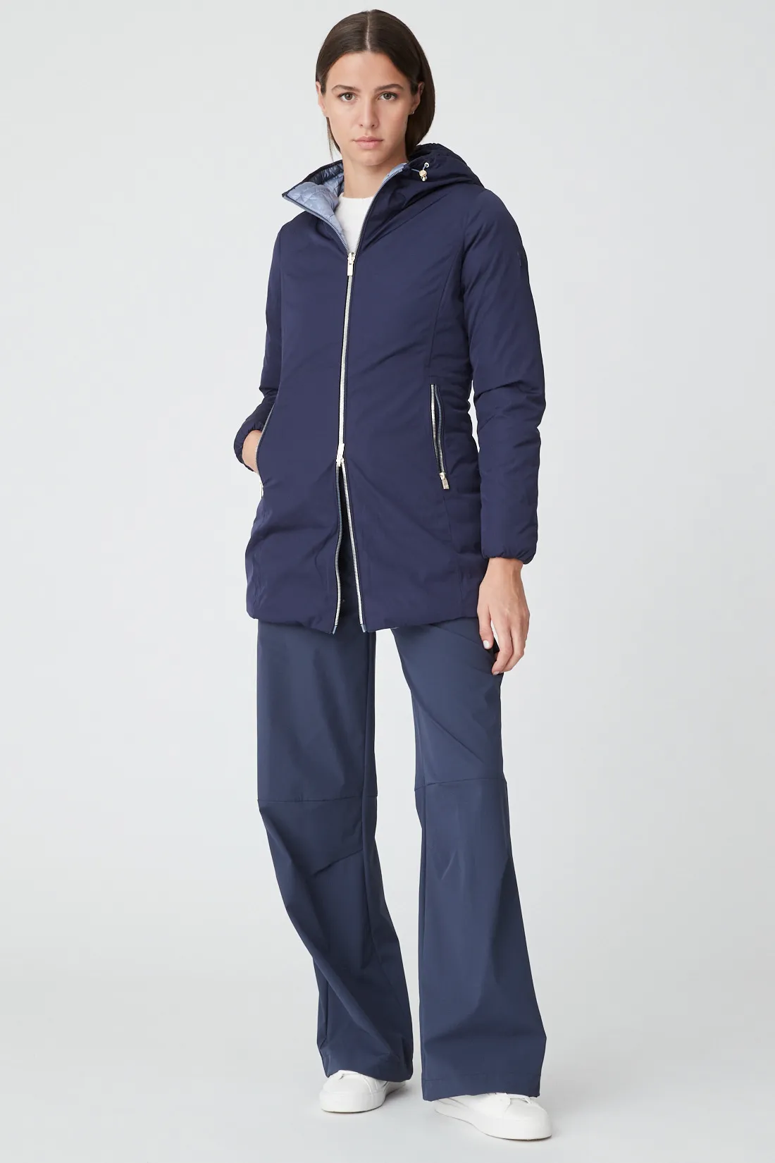 KALIE – Piumino blu lungo reversibile