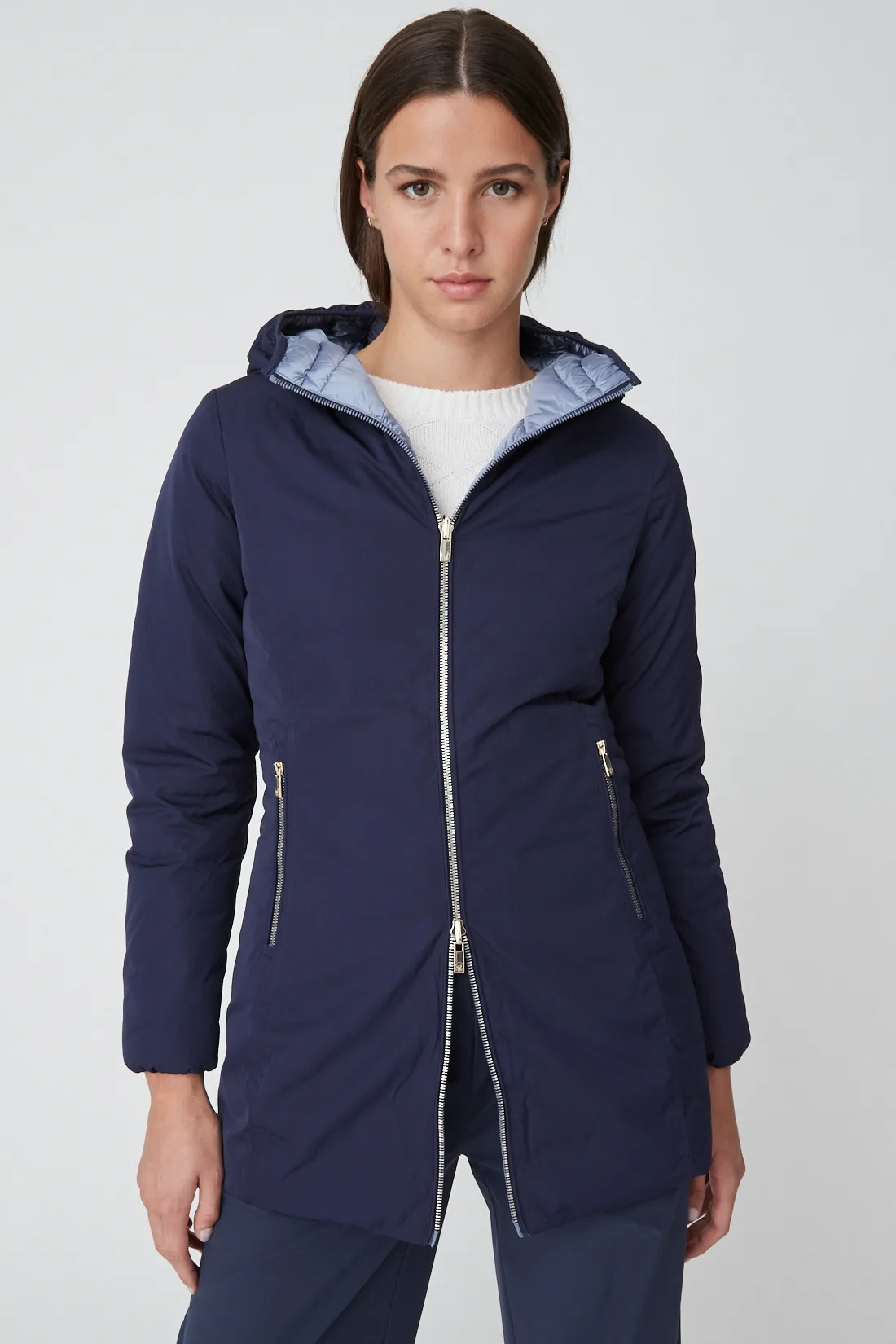 KALIE – Piumino blu lungo reversibile