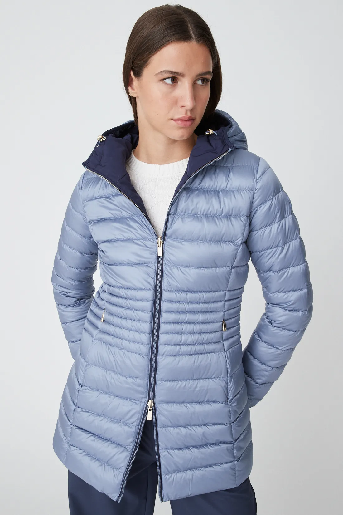 KALIE – Piumino blu lungo reversibile