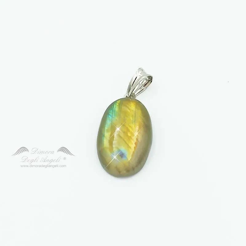 Labradorite Verde Ciondolo in Argento 2390