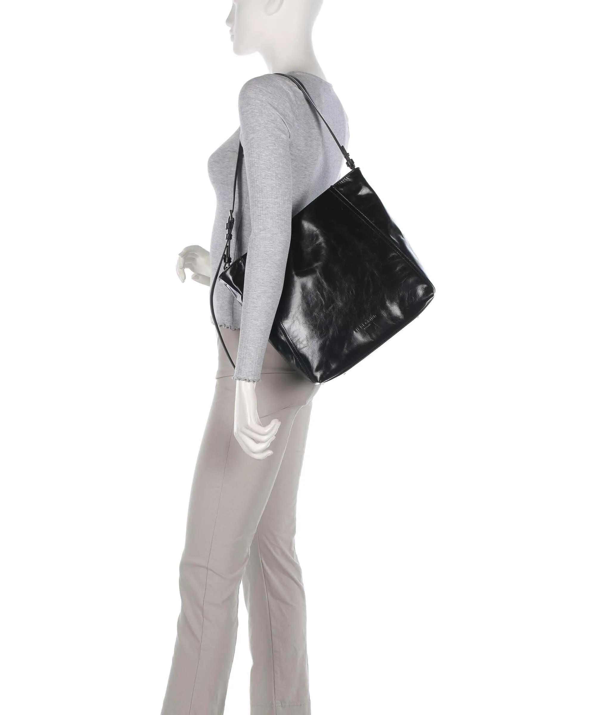  Liebeskind Chudy Suede L Borsa hobo pelle di vitello finemente grana nero  