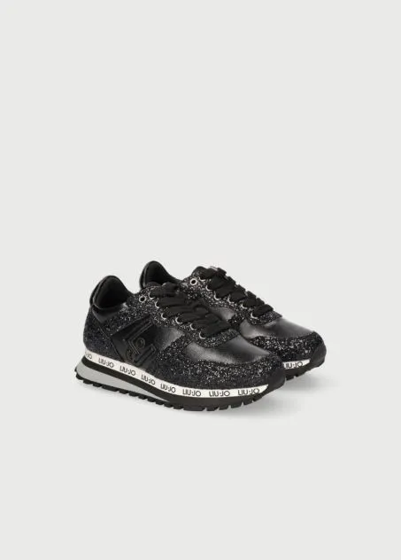 LIUJO SCARPE SNEAKER GLITTERATE DONNA NERO