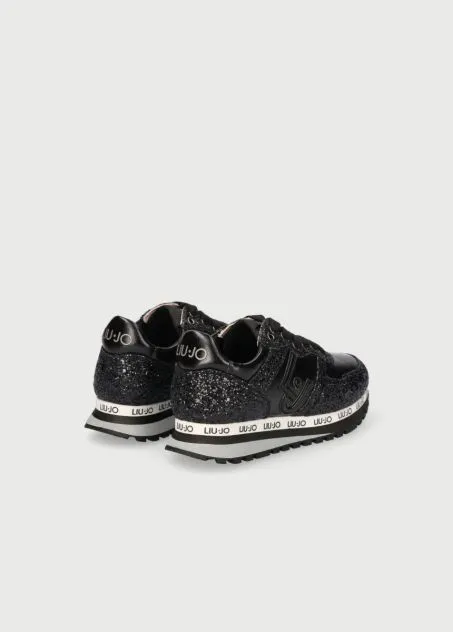 LIUJO SCARPE SNEAKER GLITTERATE DONNA NERO