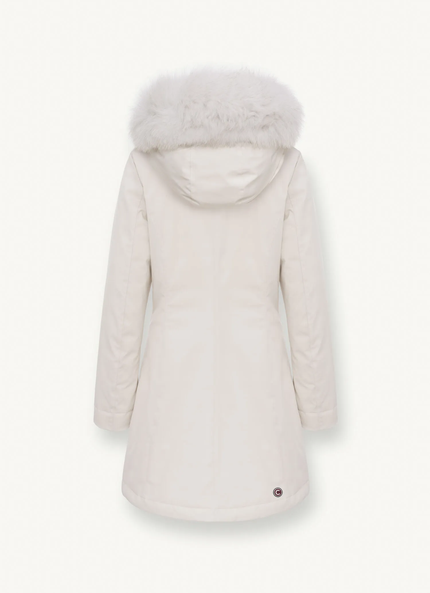 Longline 3 layer satin down jacket with hood