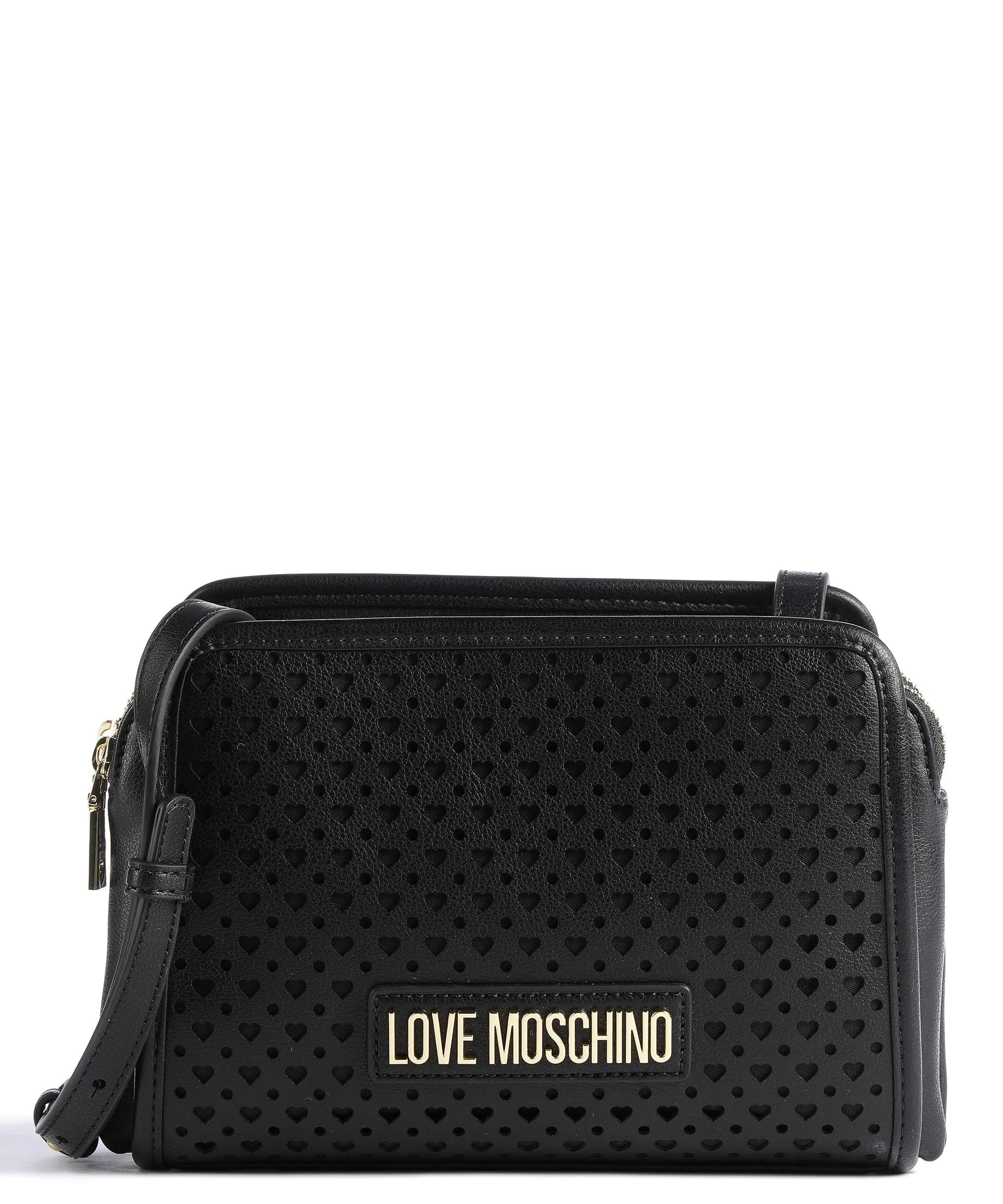  Love Moschino Heart Pattern Borsa a tracolla pelle sintetica nero  