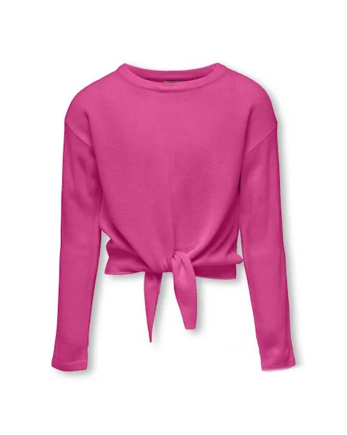 Maglia fucsia cropped con nodo e spalla scesa 10-14 anni