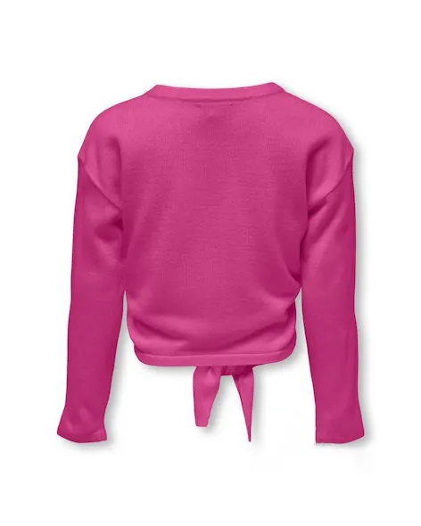 Maglia fucsia cropped con nodo e spalla scesa 10-14 anni