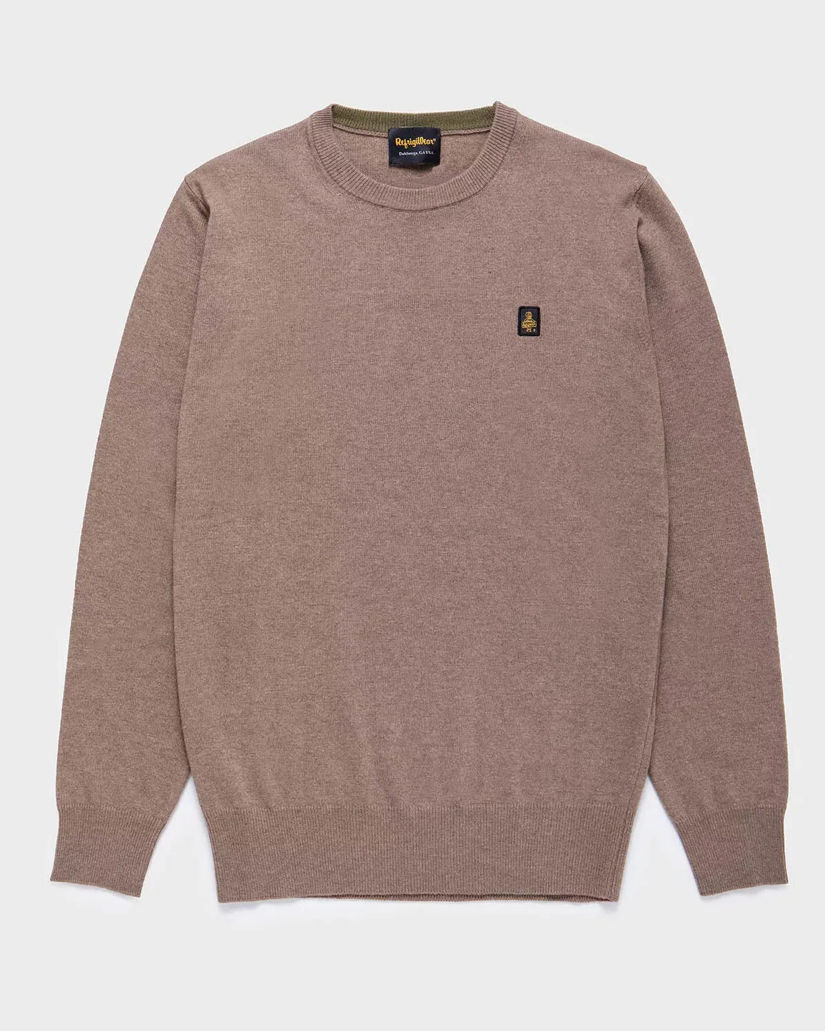 Maglia girocollo color noce in misto lana e cashmere