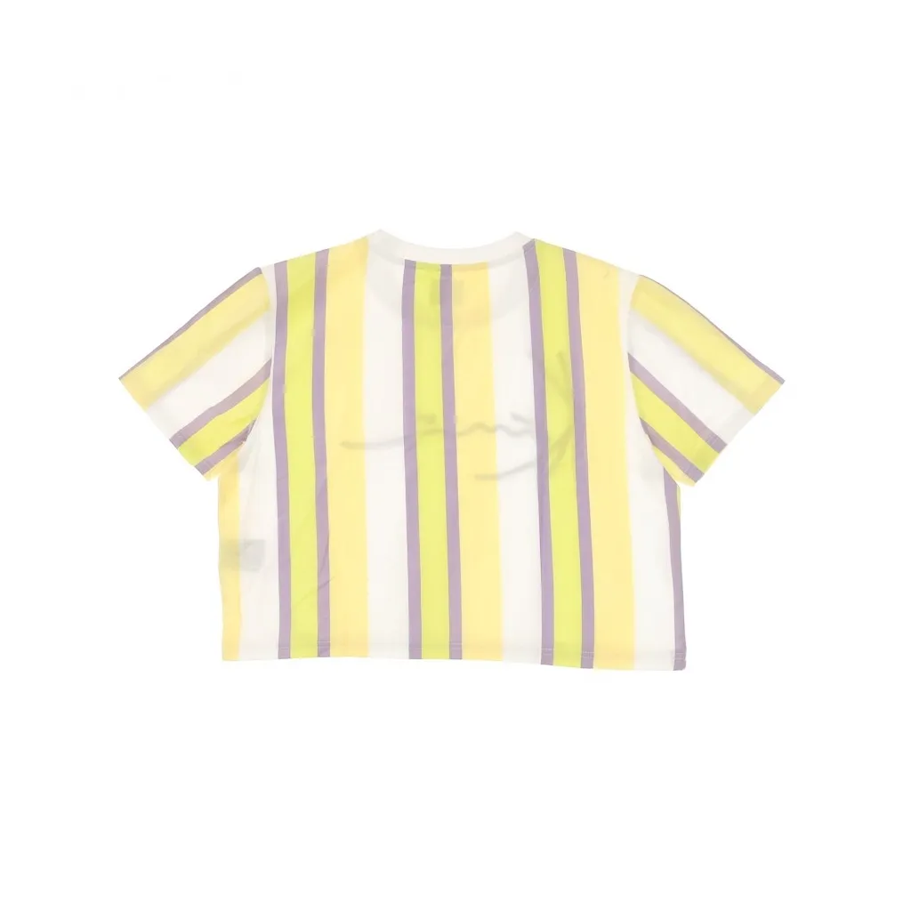 MAGLIETTA CORTA SIGNATURE STRIPE CROP WIDE TEE WHITE/LILA/YELLOW