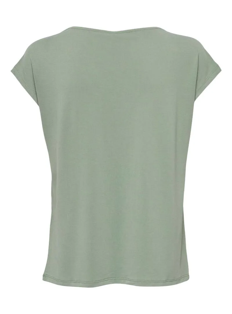 Maglietta Only Free Life S/S V-Neck Verde Donna