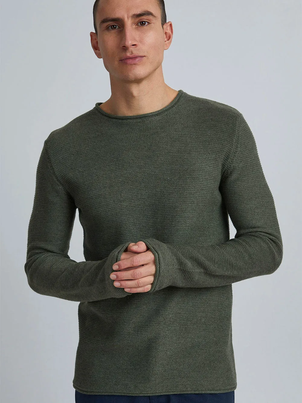 Maglione uomo verde a girocollo