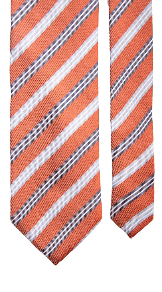 Man Regimental Silk Tie Jeans Color White Stripes 5084
