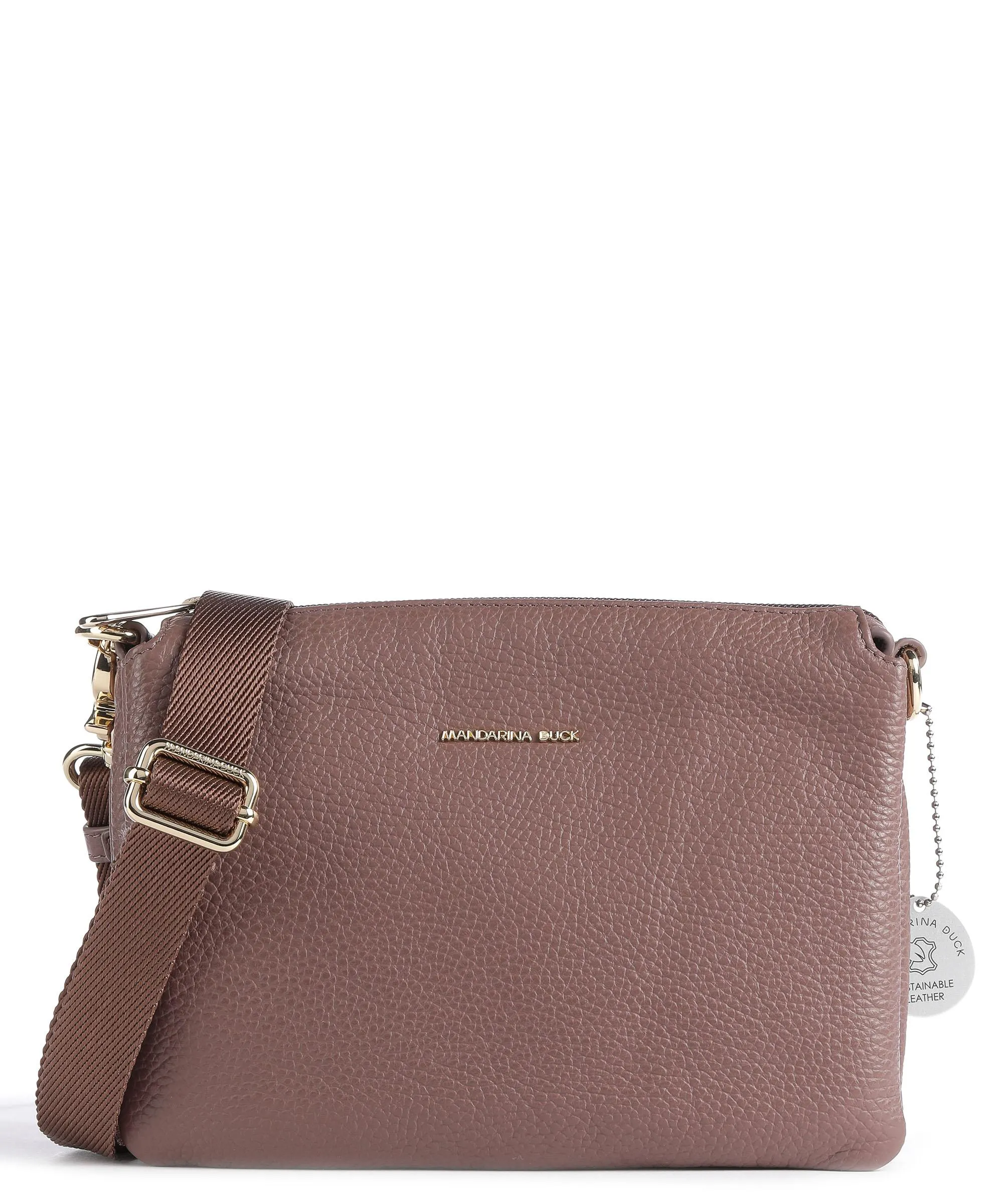  Mandarina Duck Mellow Leather Borsa a tracolla pelle di vitello grana marrone  