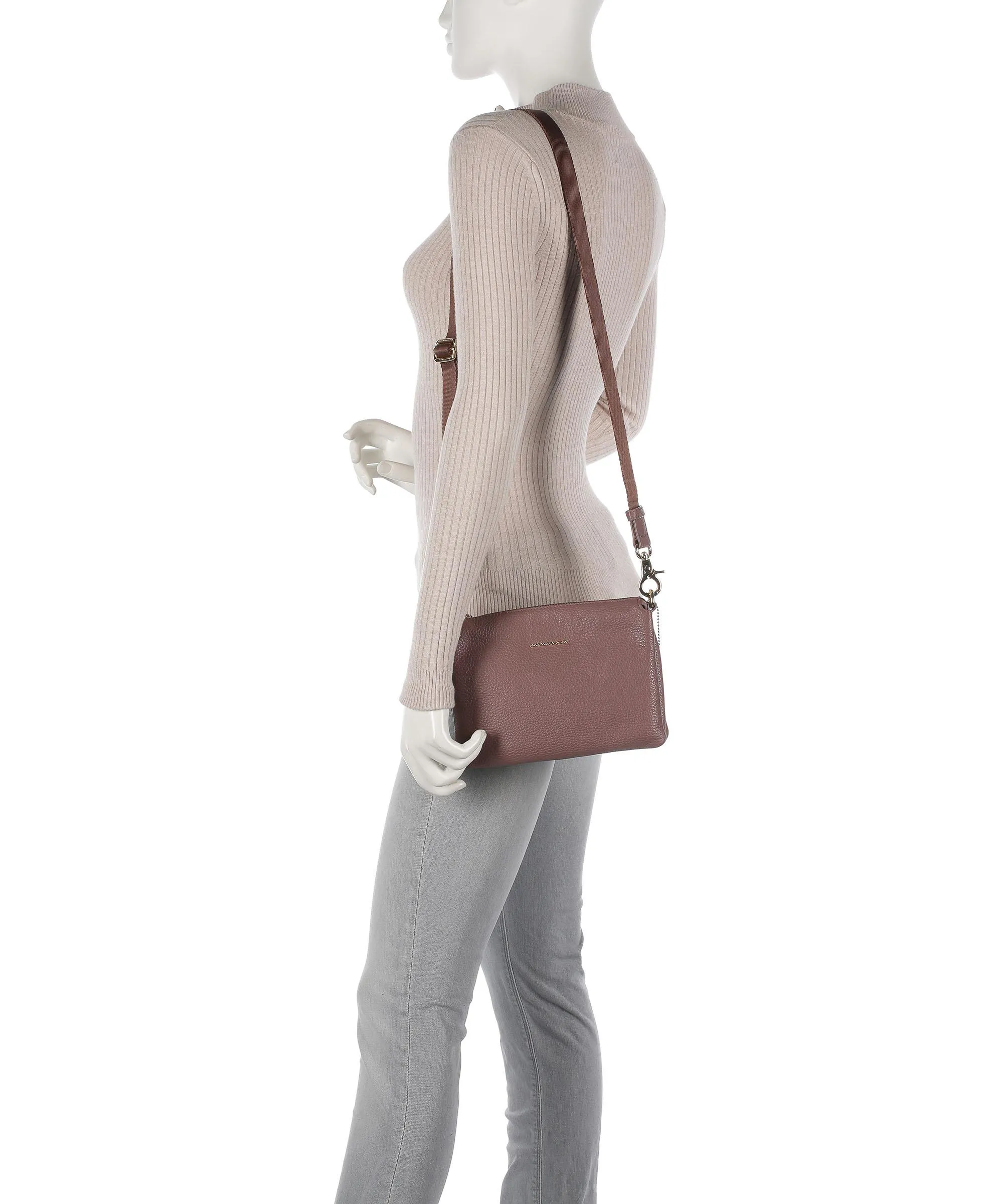  Mandarina Duck Mellow Leather Borsa a tracolla pelle di vitello grana marrone  
