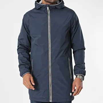 Match Act Giacca lunga con zip e cappuccio blu navy