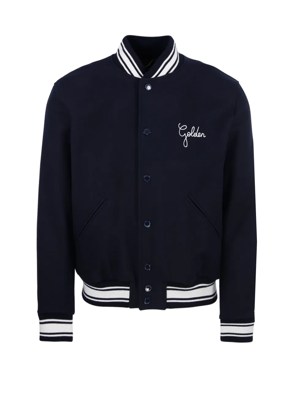 MEN GOLDEN GOOSE BLUE WOOL GOLDEN BOMBER COMPACT CLOTH WOOL BLEND