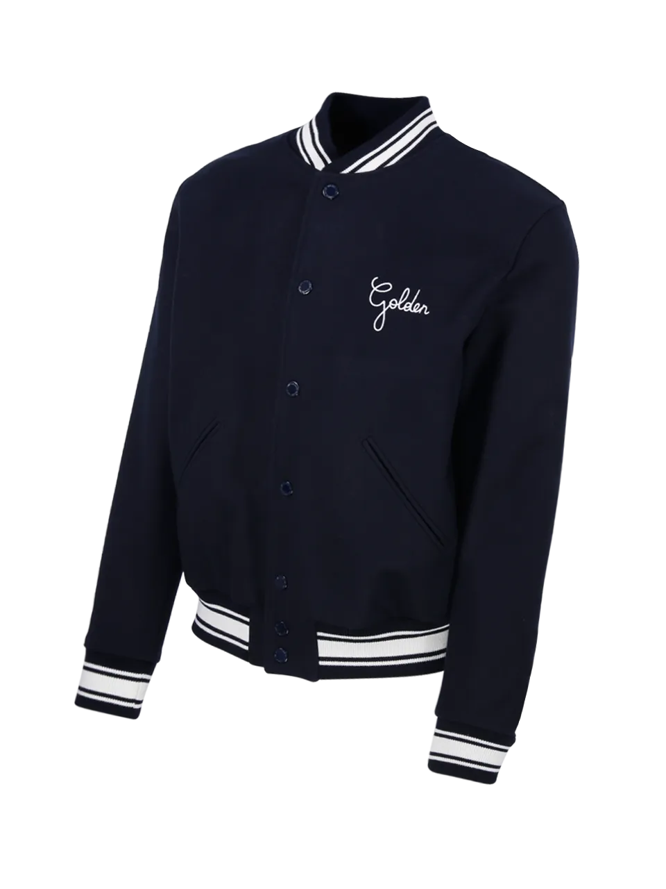 MEN GOLDEN GOOSE BLUE WOOL GOLDEN BOMBER COMPACT CLOTH WOOL BLEND