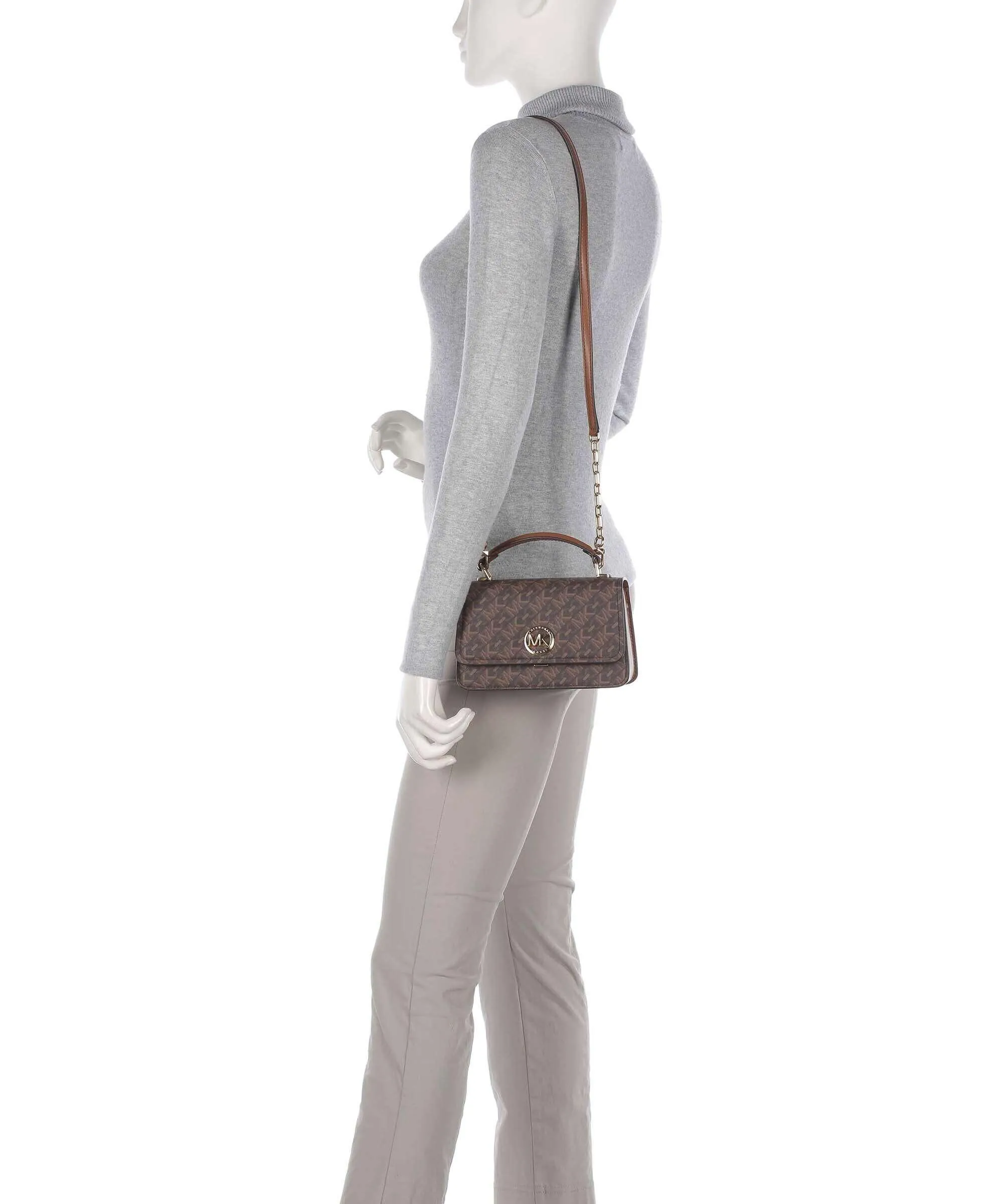  Michael Kors Delancey Borsa a tracolla tela marrone scuro  