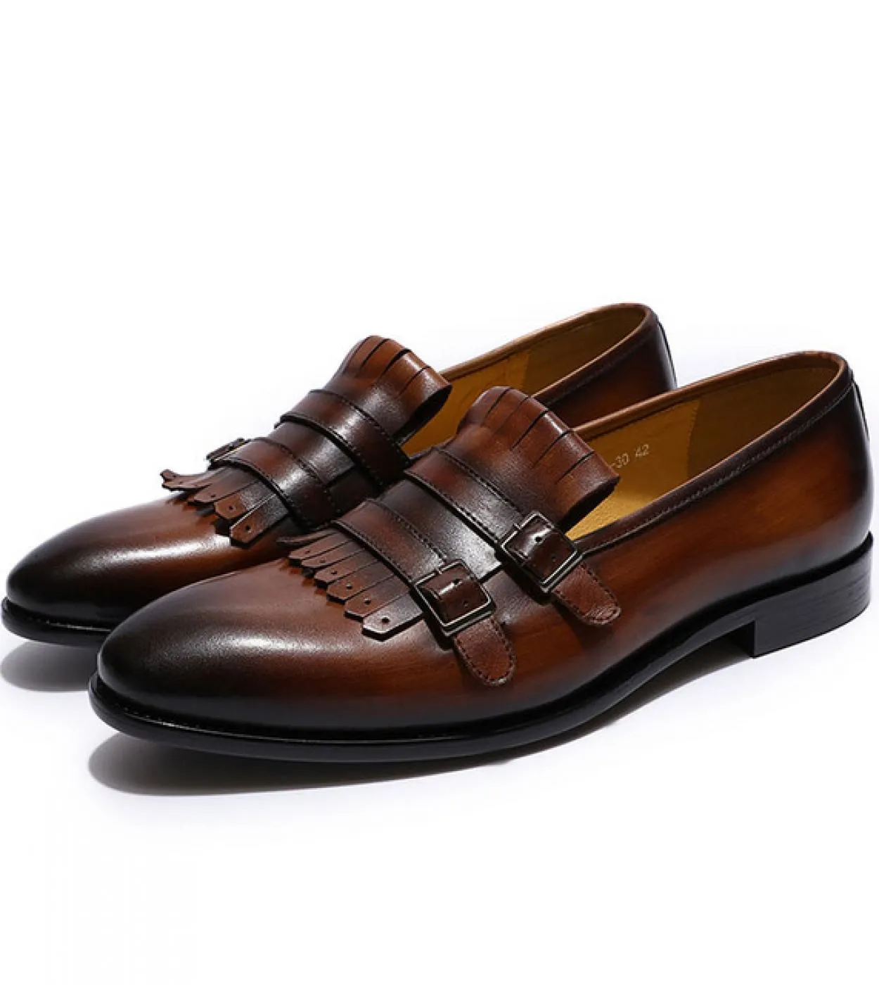 Mocassini con nappine in pelle marrone Uomo Mocassini con nappe marroni da uomo Scarpe fatte a mano da uomo