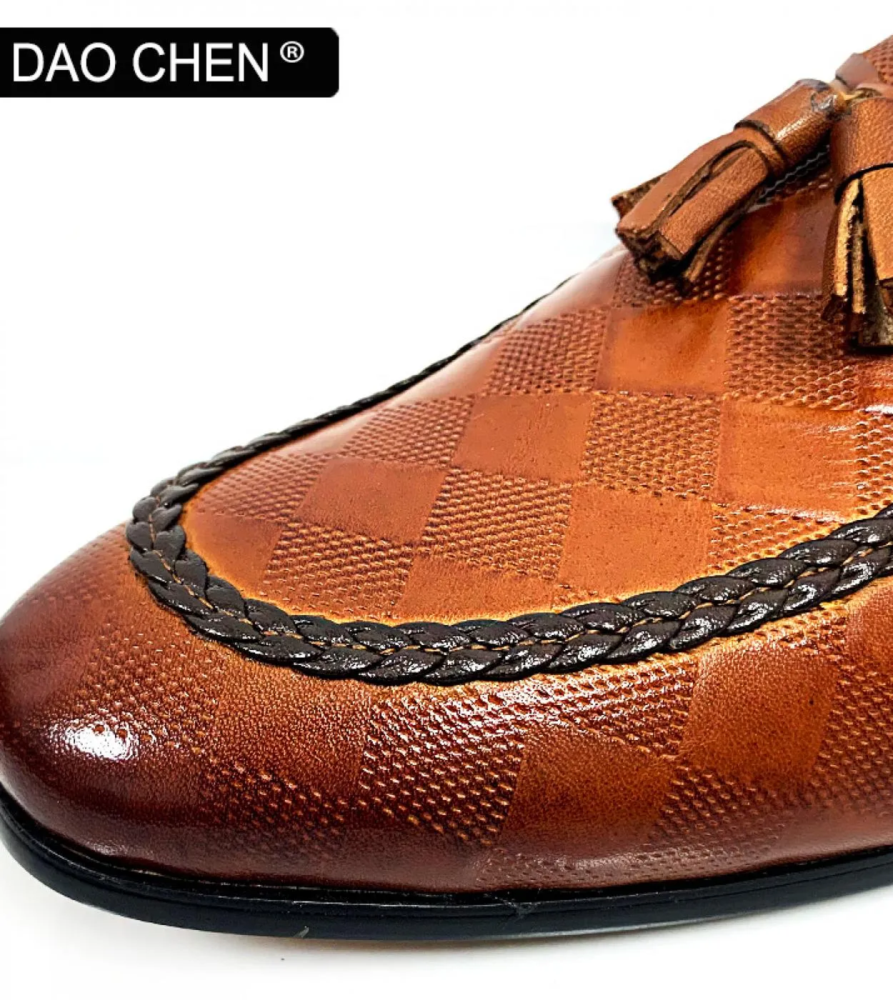 Mocassini marroni con nappe da uomo, mocassini con nappe marroni da uomo, scarpe da uomo di marca di lusso