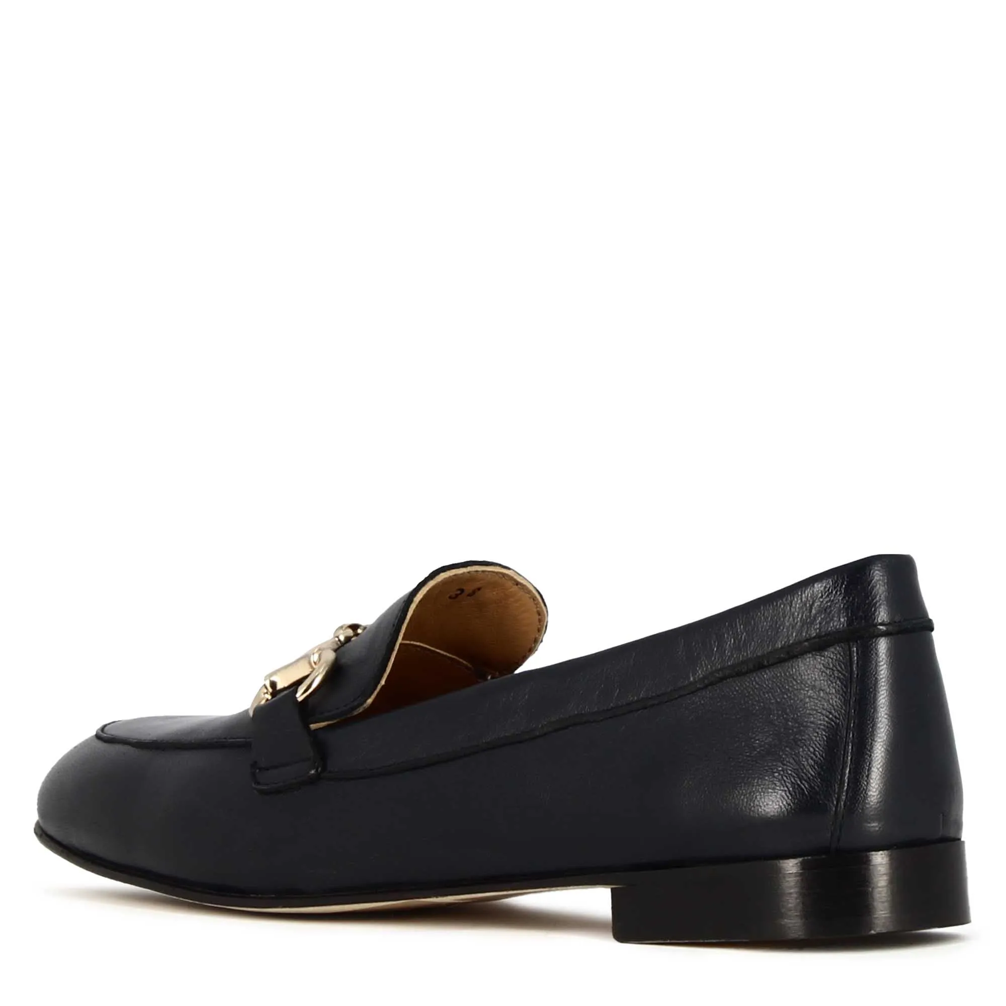Mocassino classico da donna con morsetto in pelle colore blu scuro