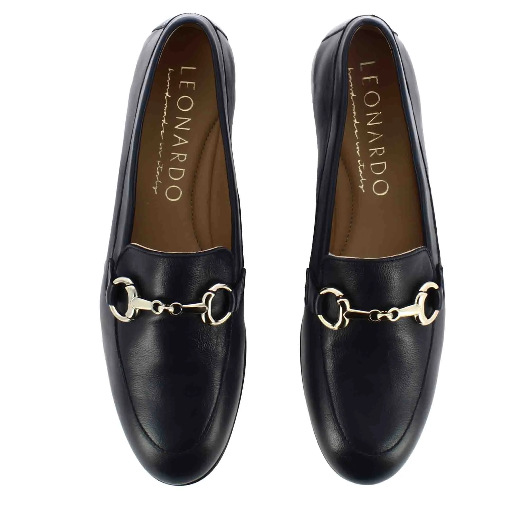 Mocassino classico da donna con morsetto in pelle colore blu scuro