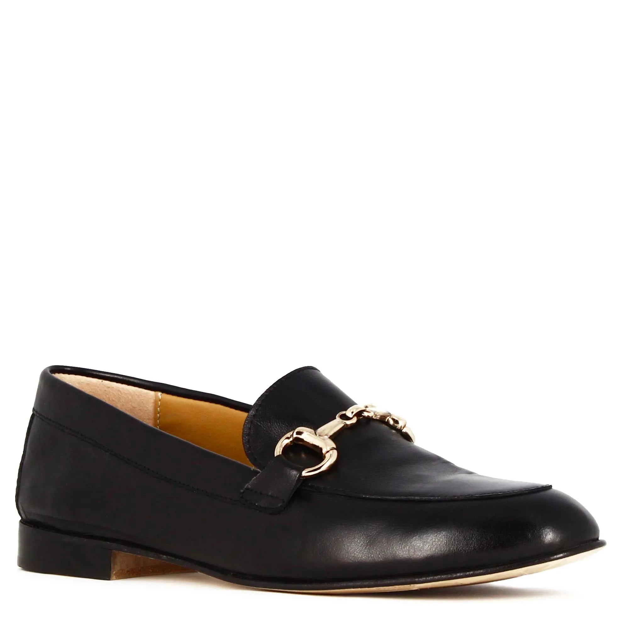 Mocassino classico da donna con morsetto in pelle colore nero