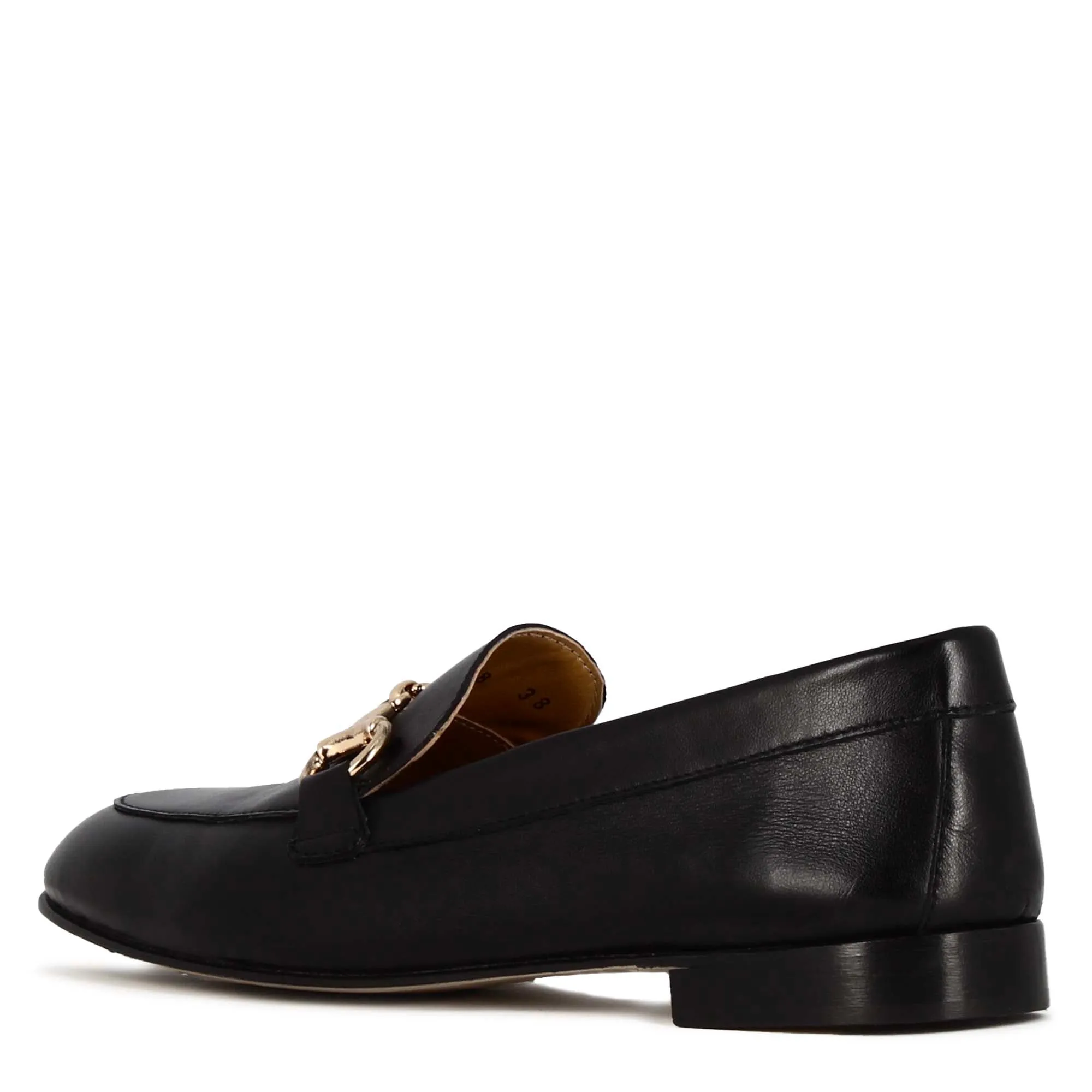 Mocassino classico da donna con morsetto in pelle colore nero