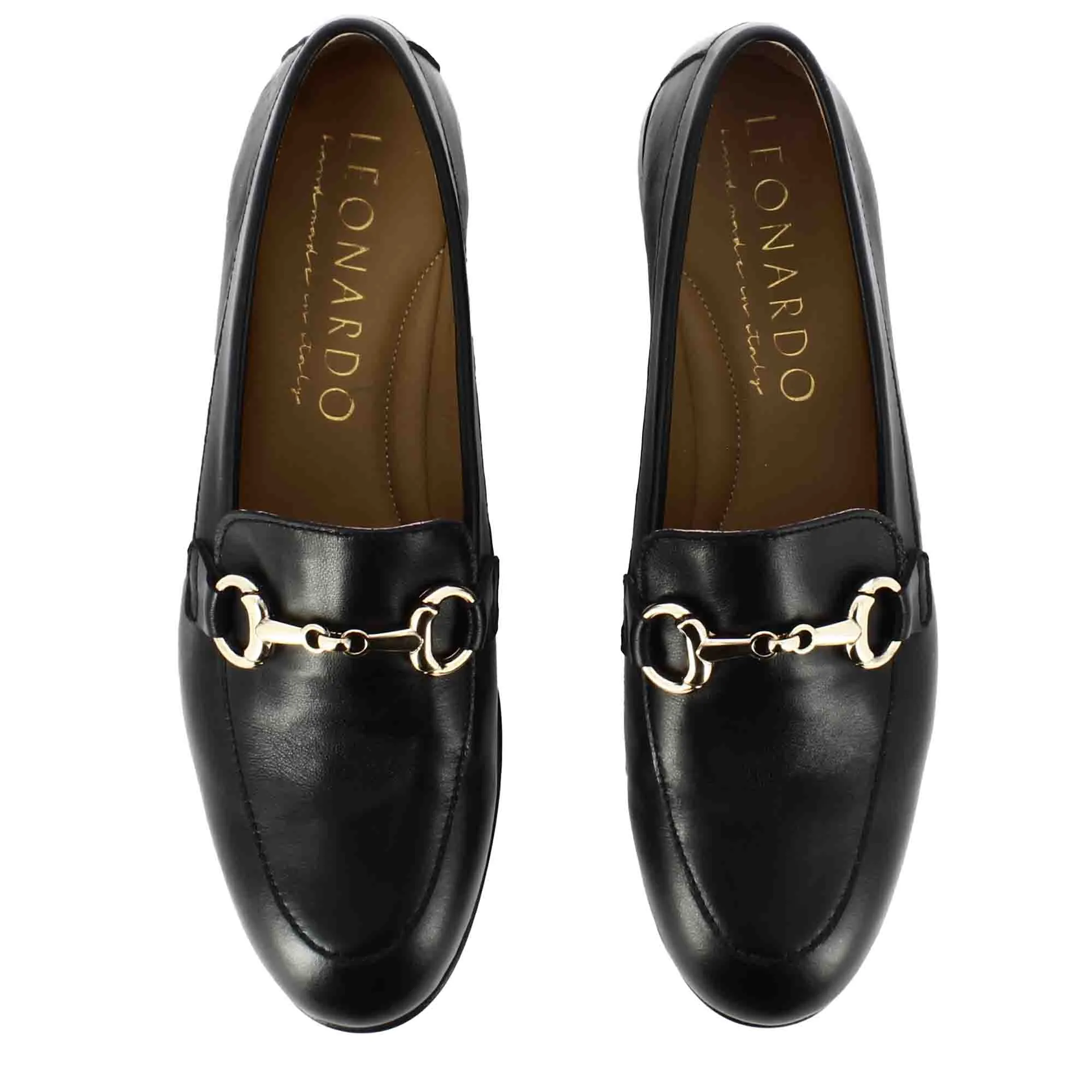 Mocassino classico da donna con morsetto in pelle colore nero