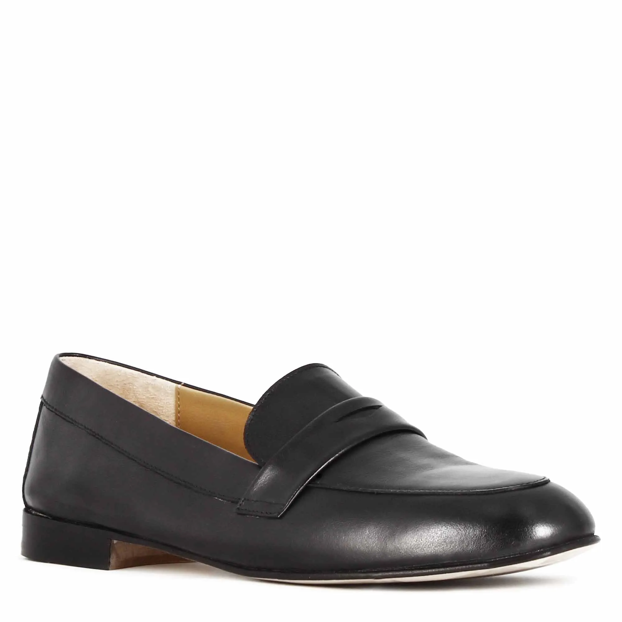 Mocassino da donna classico in pelle colore nero fatti a mano