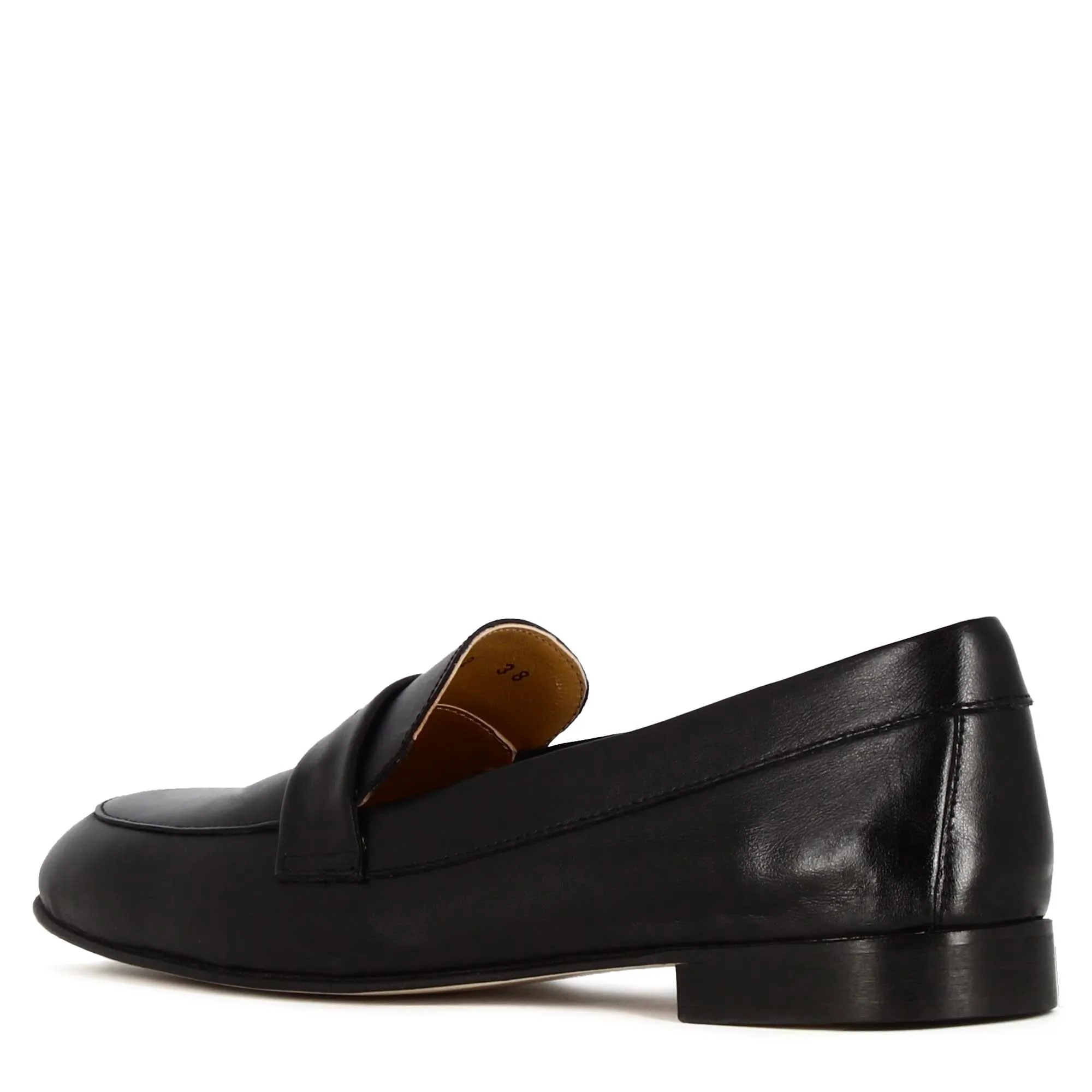 Mocassino da donna classico in pelle colore nero fatti a mano