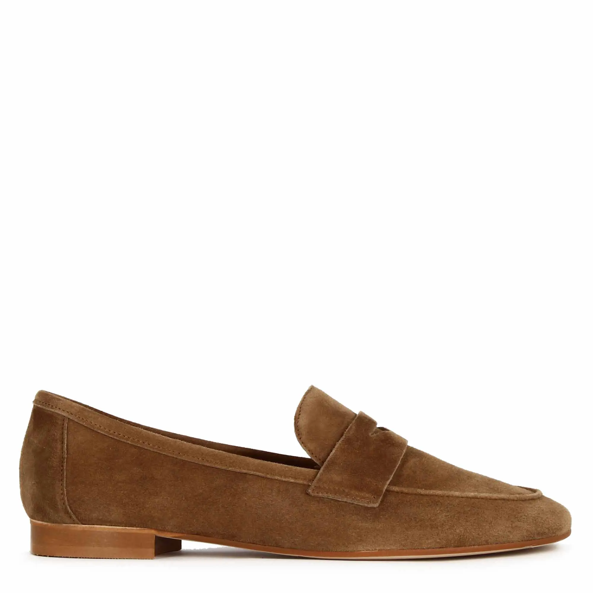 Mocassino da donna classico in pelle scamosciata colore marrone chiaro
