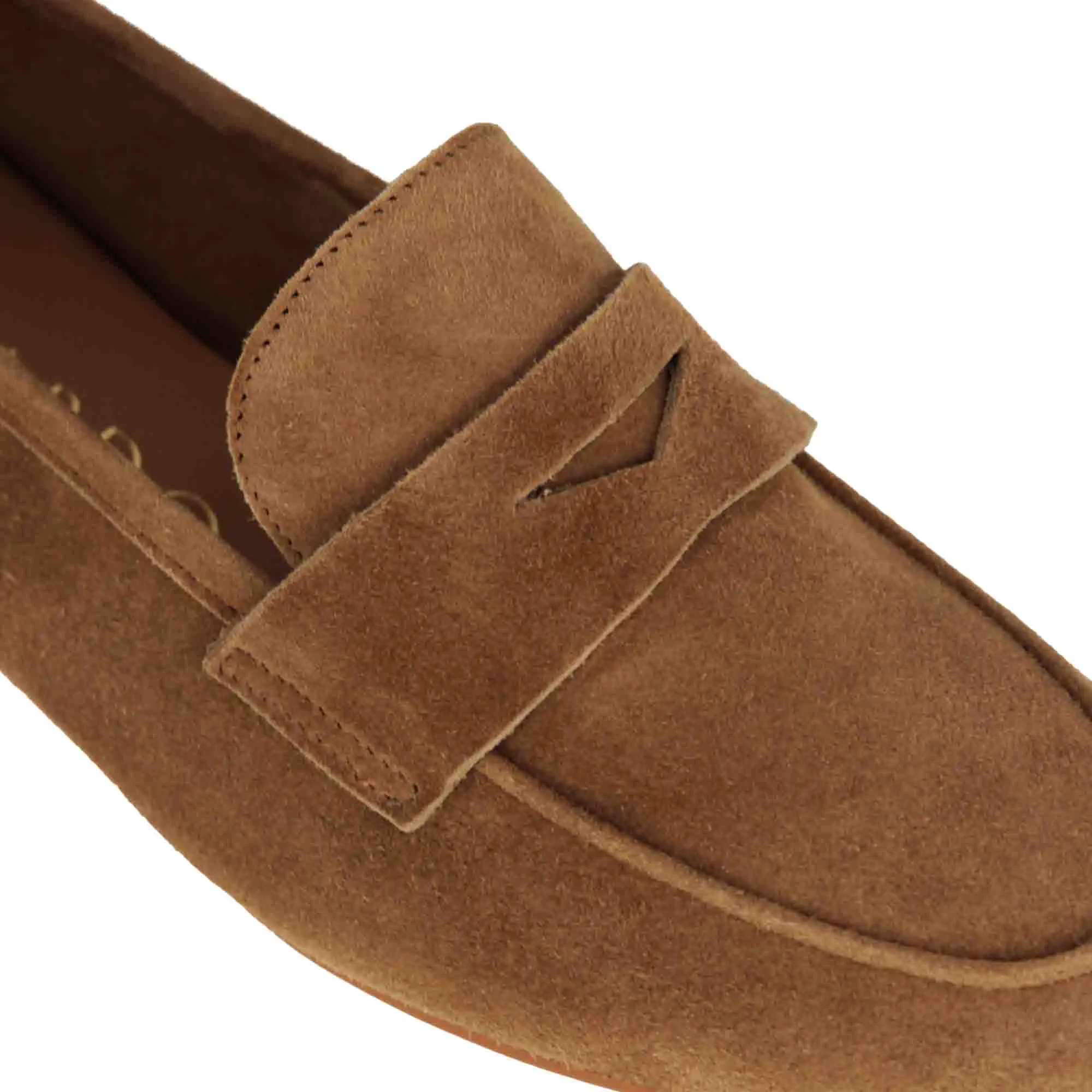 Mocassino da donna classico in pelle scamosciata colore marrone chiaro